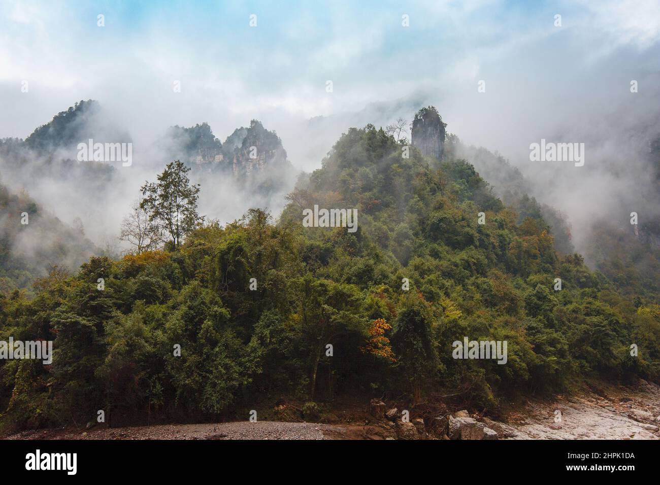Optical haze mountain scenery Stock Photo Alamy