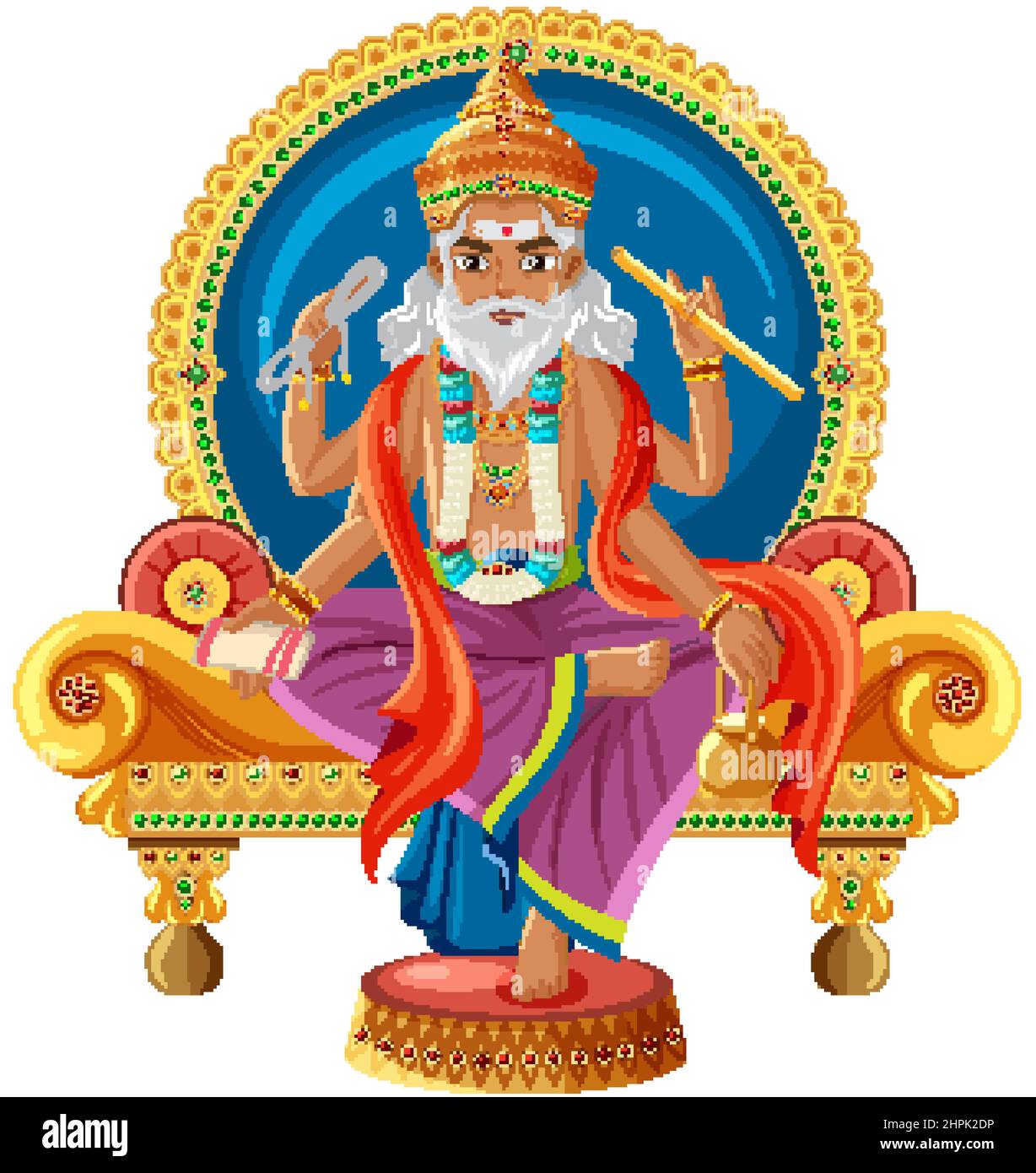 Indian god with four arms sitting illustration Stock Vector Image & Art