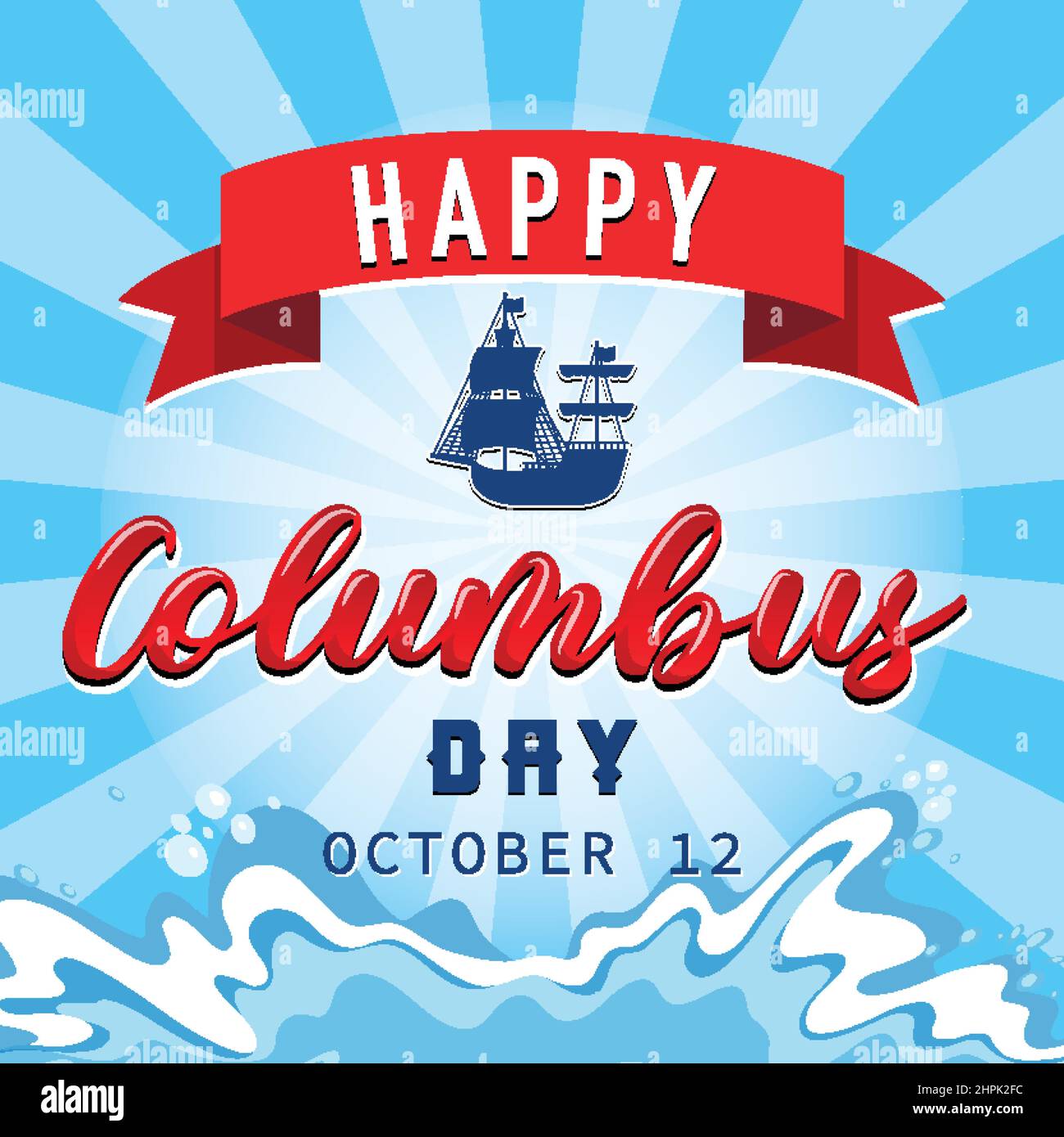 Happy Columbus day banner with flagship illustration Stock Vector Image