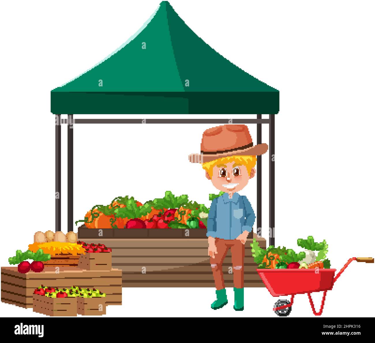Farmer selling organic produce illustration Stock Vector Image & Art ...