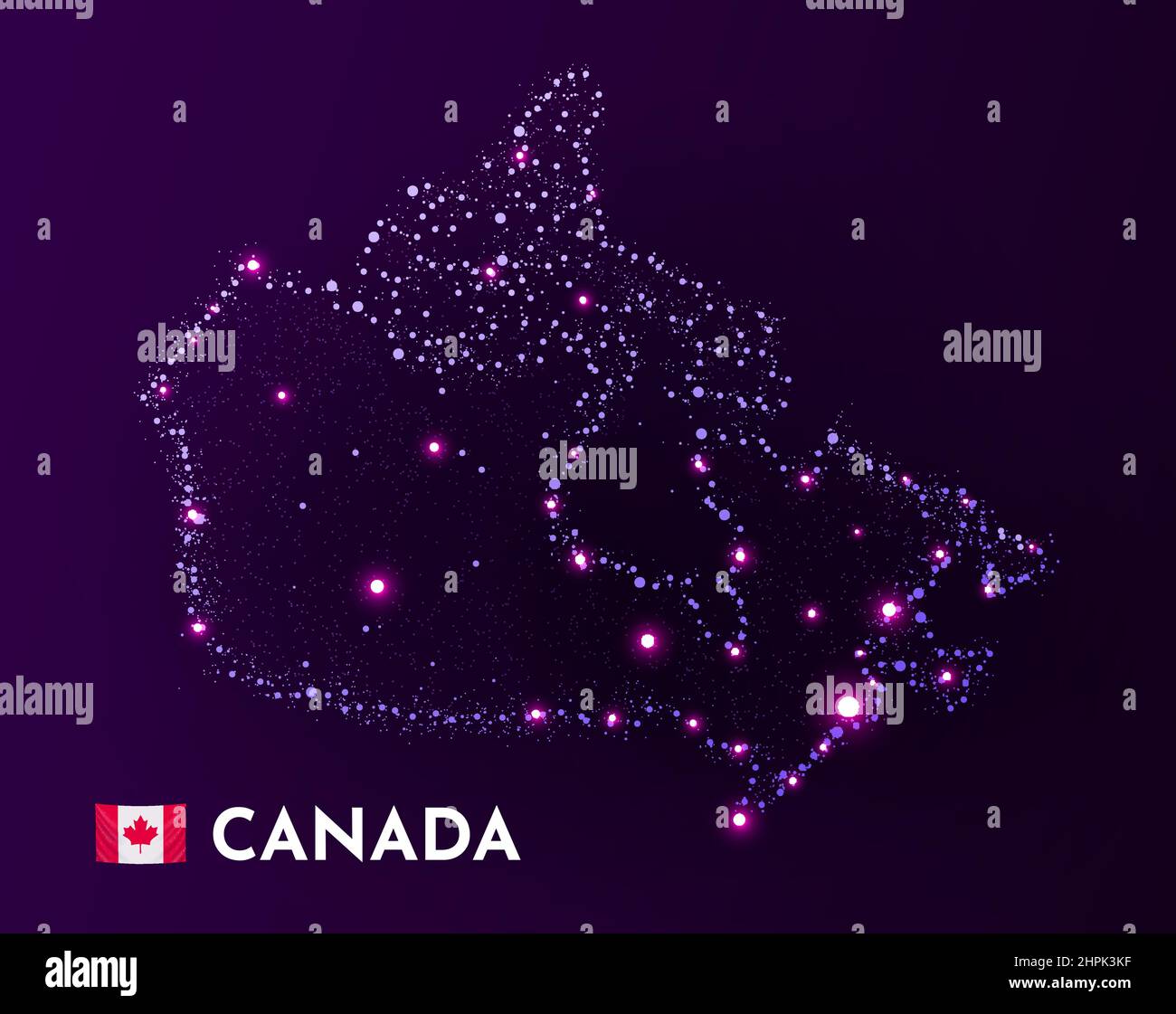 Canada map made of stars and dots. Globalization concept. Space view. Vector illustration Stock Vector