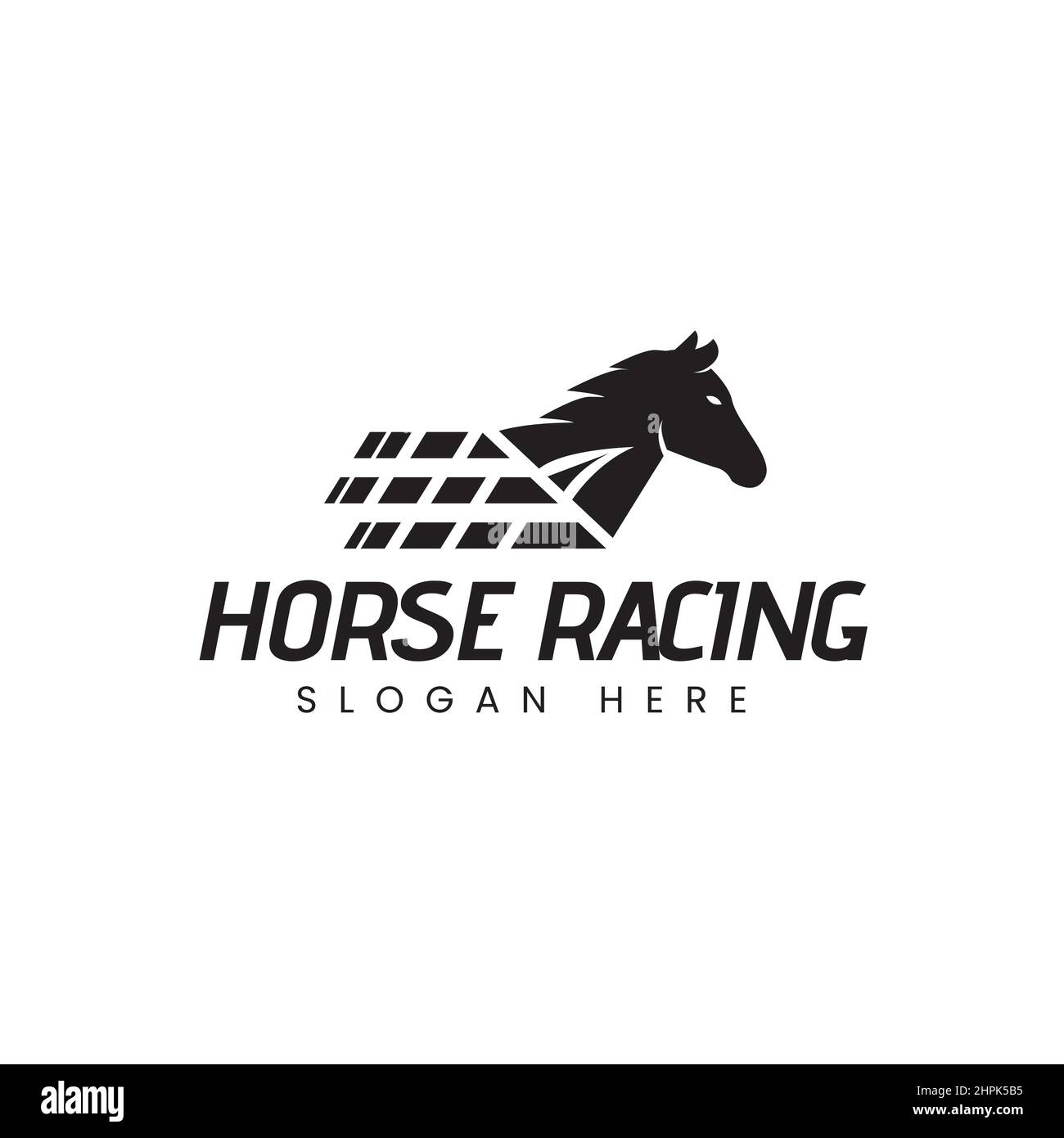Modern design logos of full speed horse racing, logos of racing clubs, stables and farms, and horse racing events Stock Vector