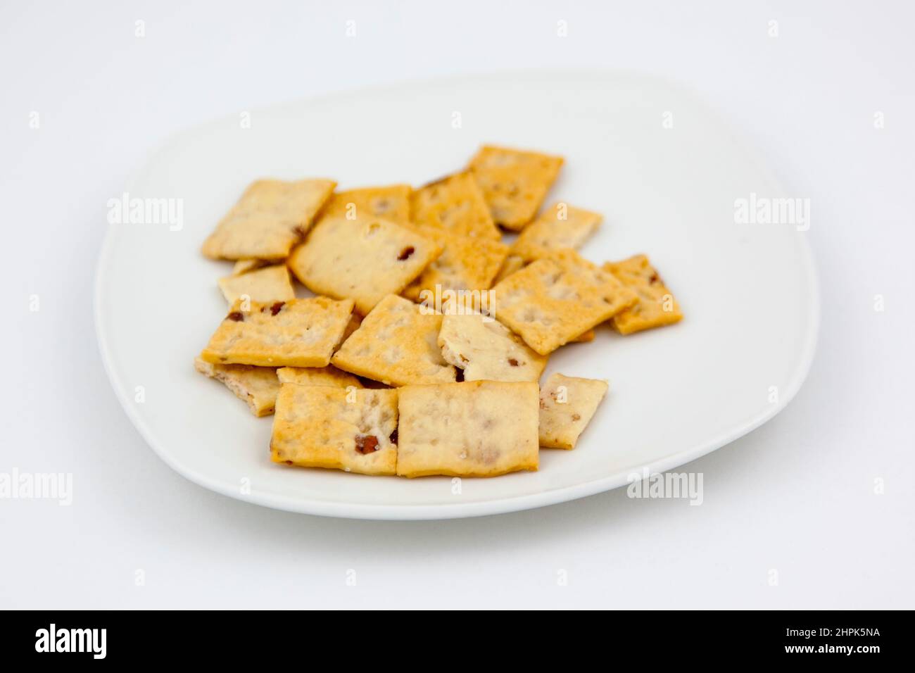 Food, Snacks, Baked, Italian crackers with cranberry & sesame seeds. Stock Photo