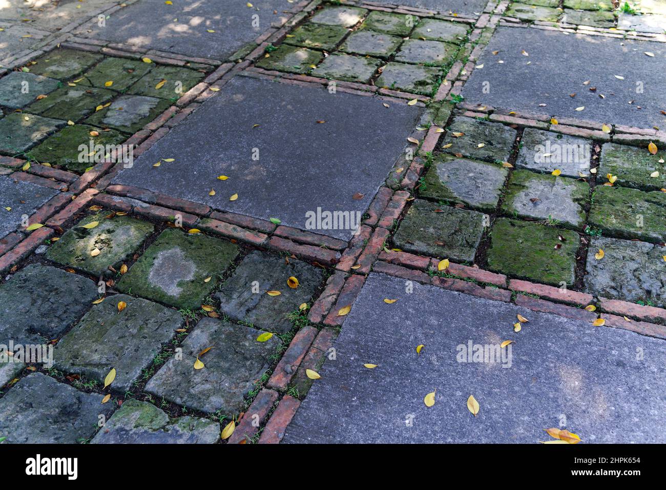 The blue brick flies in the pavement road the blue brick flies in the