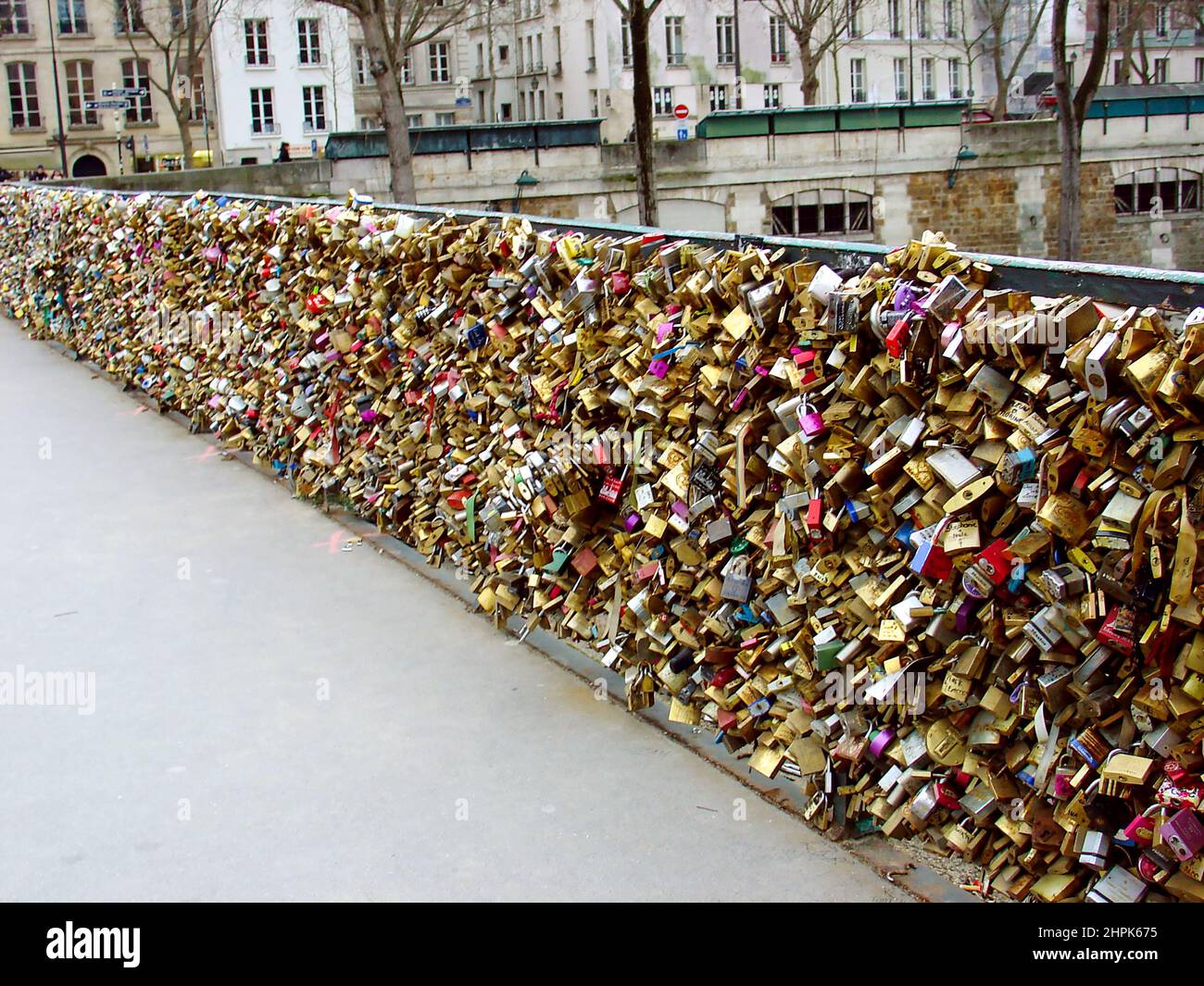 Pont d'Amour Paris, love locks before the removal Stock Photo