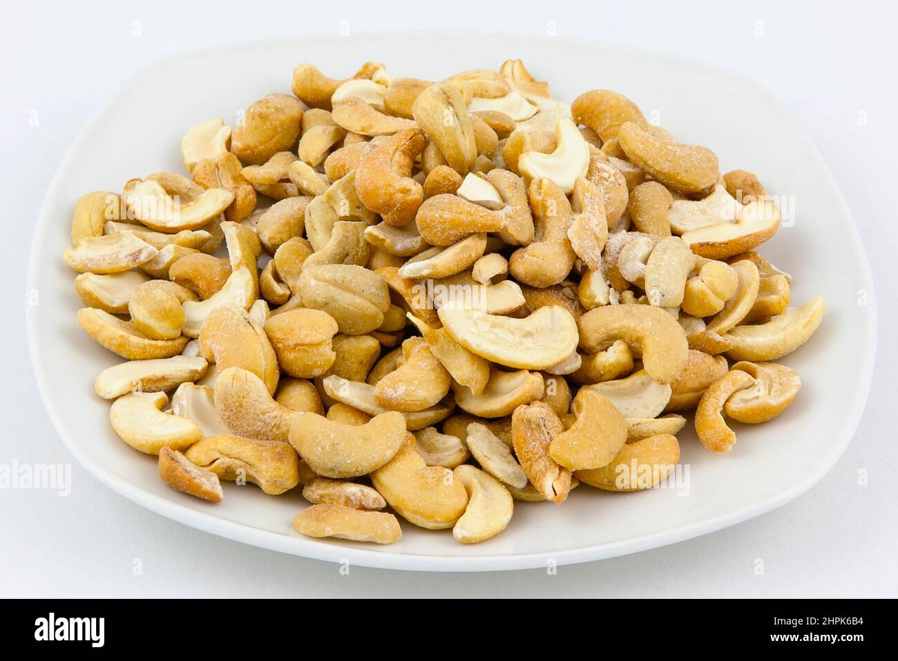 Food, Snacks, Roasted and salted Cashew nuts. Stock Photo
