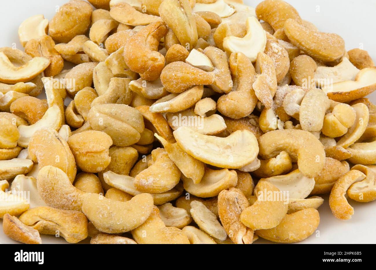 Food, Snacks, Roasted and salted Cashew nuts. Stock Photo