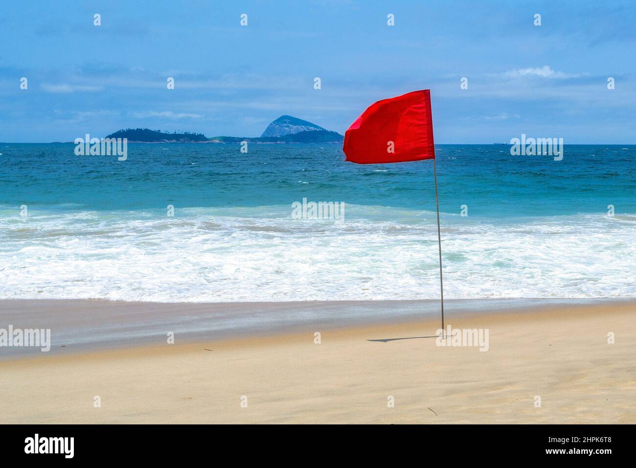 Dangerous swimming conditions in Ipanema Beach, Brazil Stock Photo
