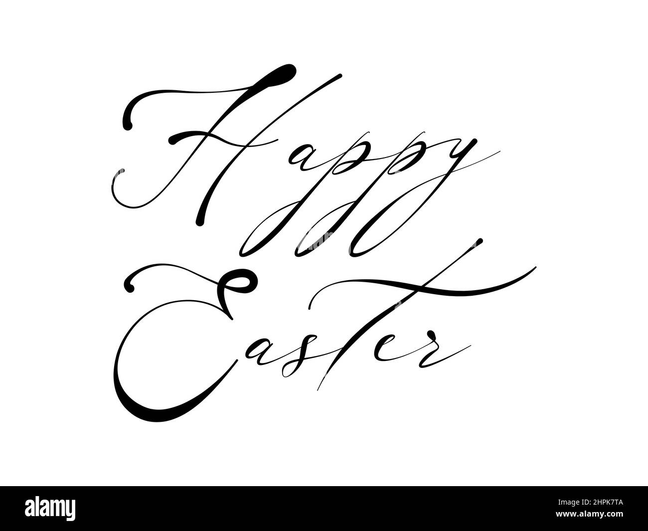 Happy Easter Text. Holiday greeting card or postcard. Template for invitation. Handdrawn happy easter sign isolated on white background. Happy easter Stock Vector