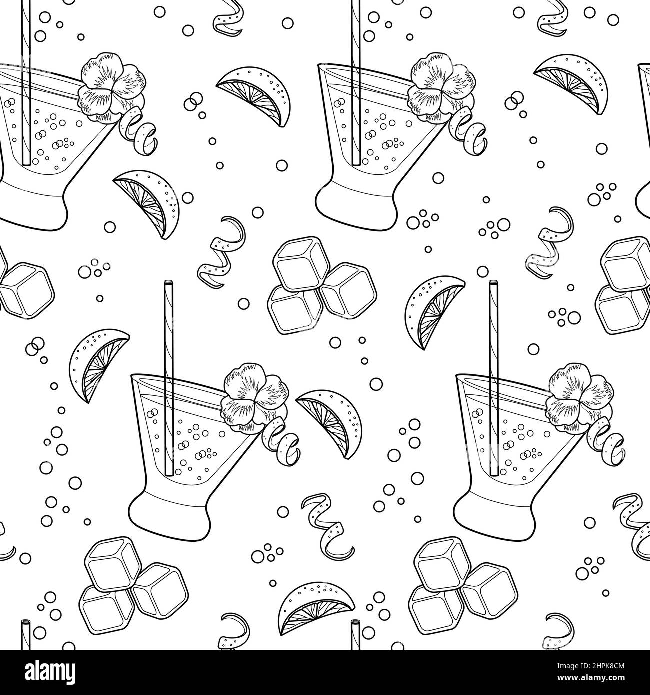Vector bartender equipment seamless pattern. Vector line art illustration Stock Vector