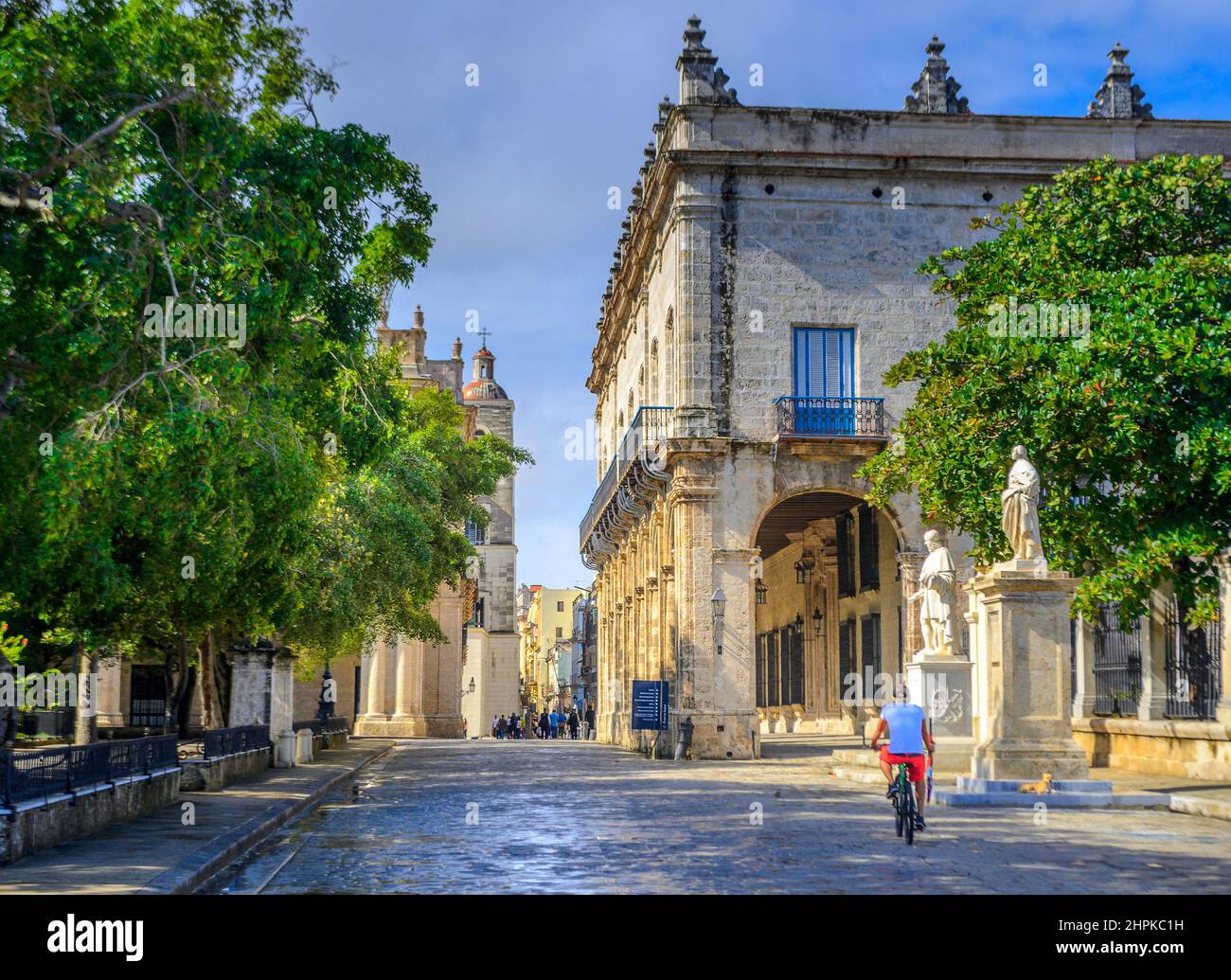 street paved with stone in the historical quarter of Havana, Cuba Stock Photo