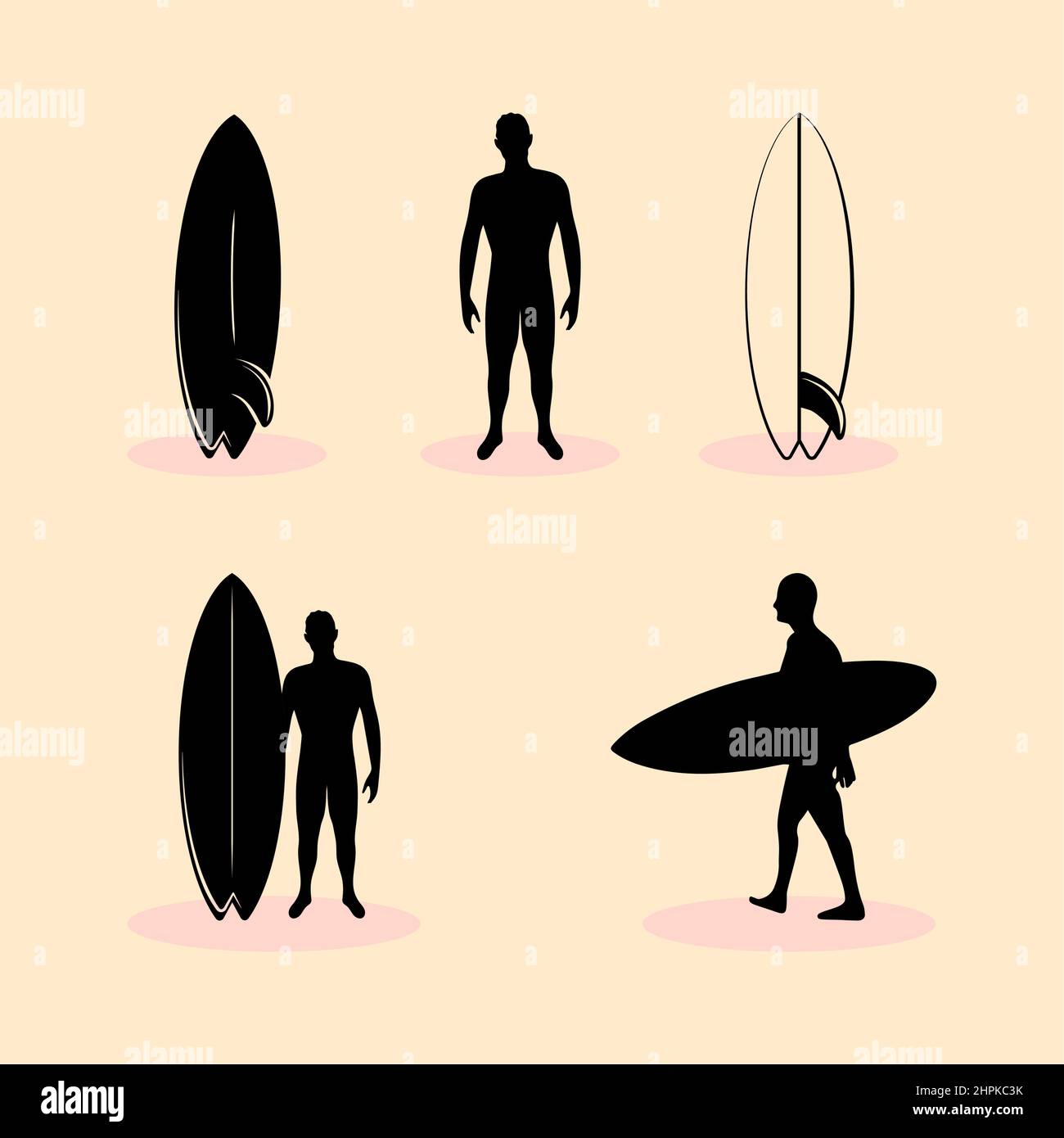 Surfer silhouettes Stock Vector Images - Alamy
