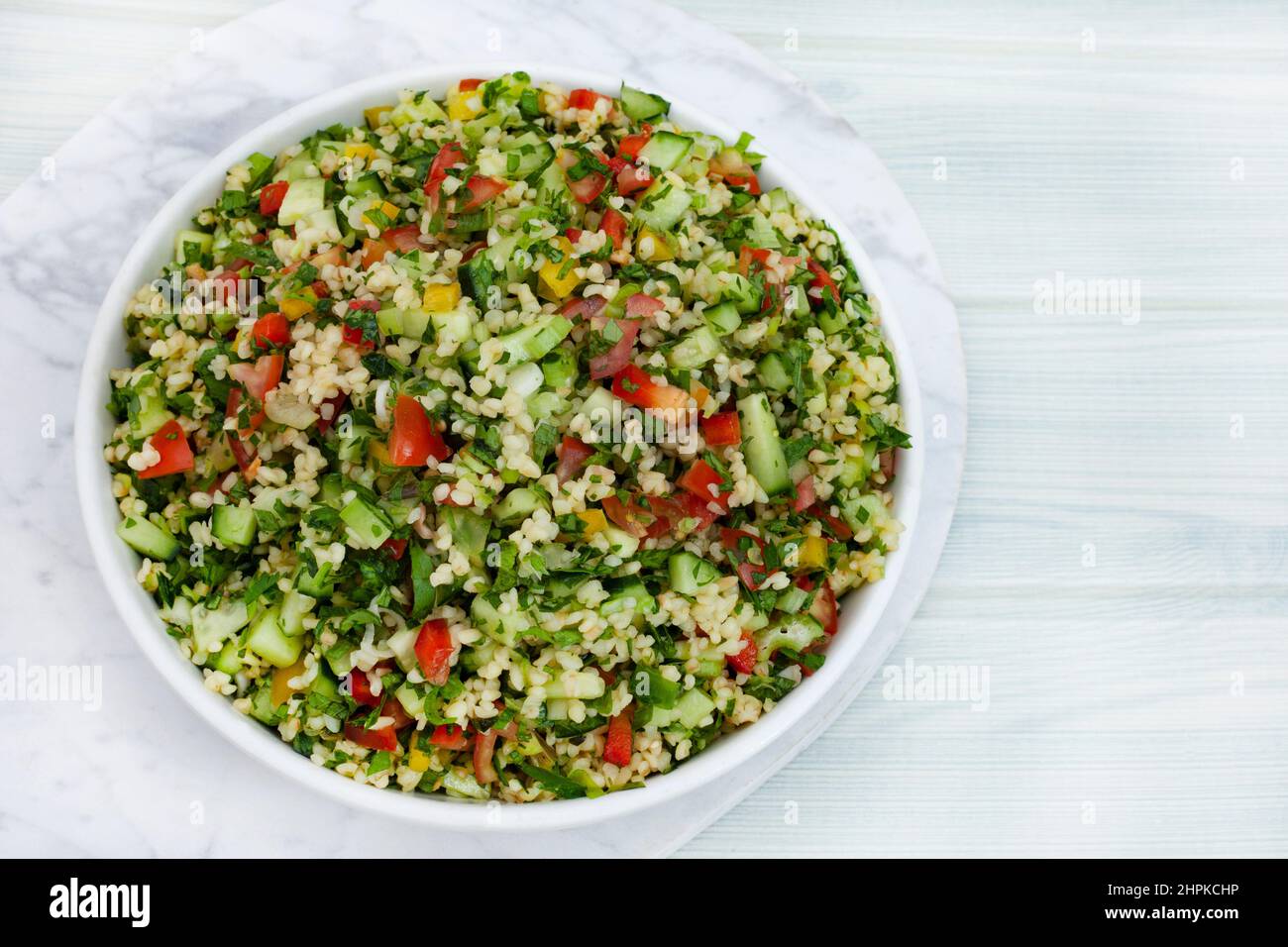 Traditional middle eastern Tabbouleh salad made with Bulgar wheat Stock ...
