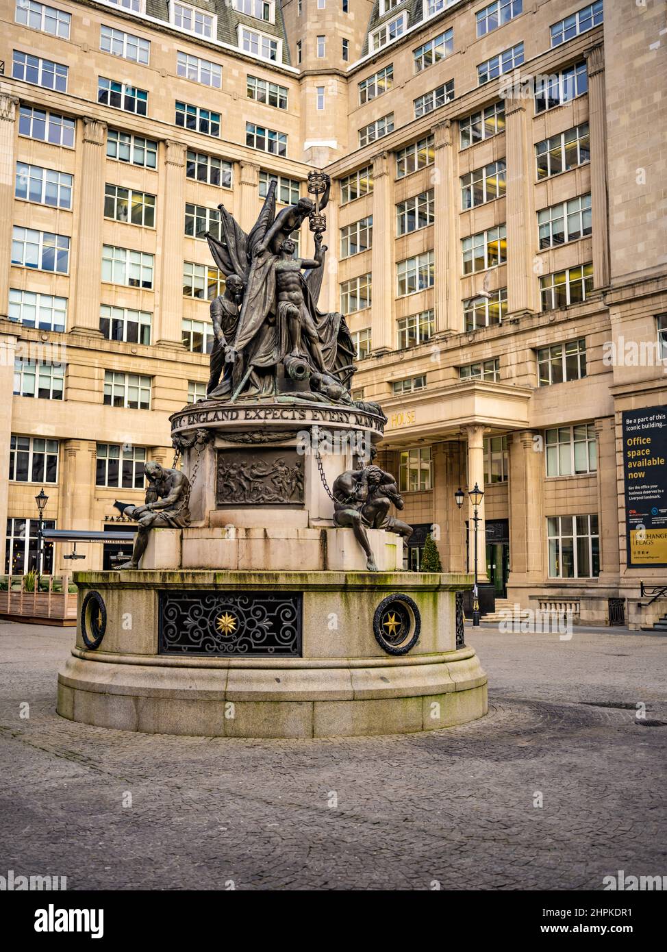 The Nelson Monument, in Exchange Flags, Liverpool, Merseyside. Stock Photo