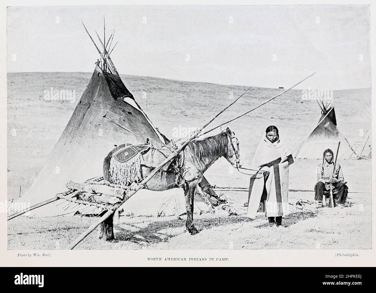 North American Indians in camp From the book The living races of mankind; Volume 2 by Henry Neville Hutchinson, Published in London in 1901 by Hutchinson & co Stock Photo