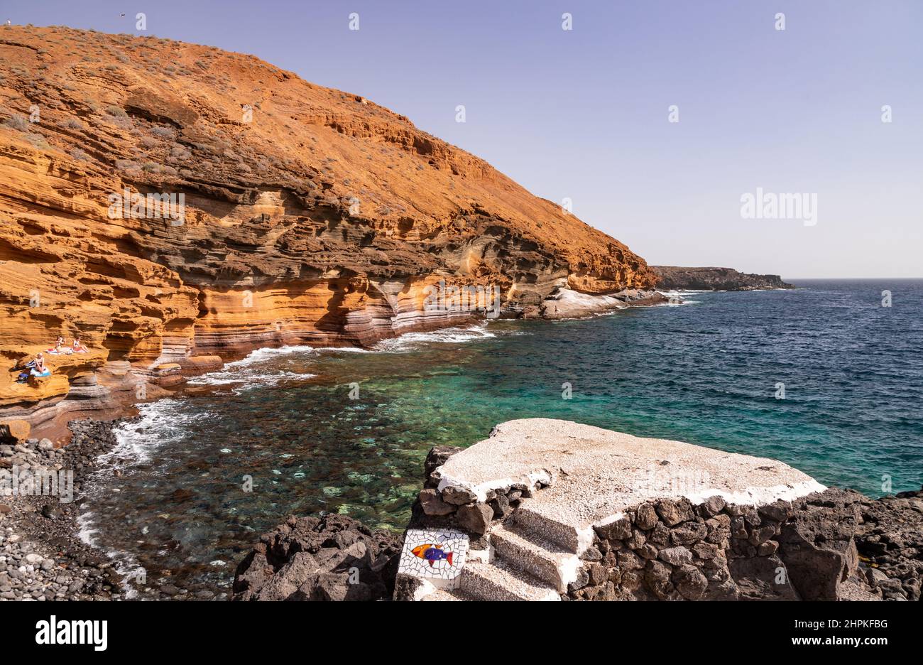 Eroded volcanic sea cliffs at Costa del Silencio, Tenerife, Canary Islands Stock Photo