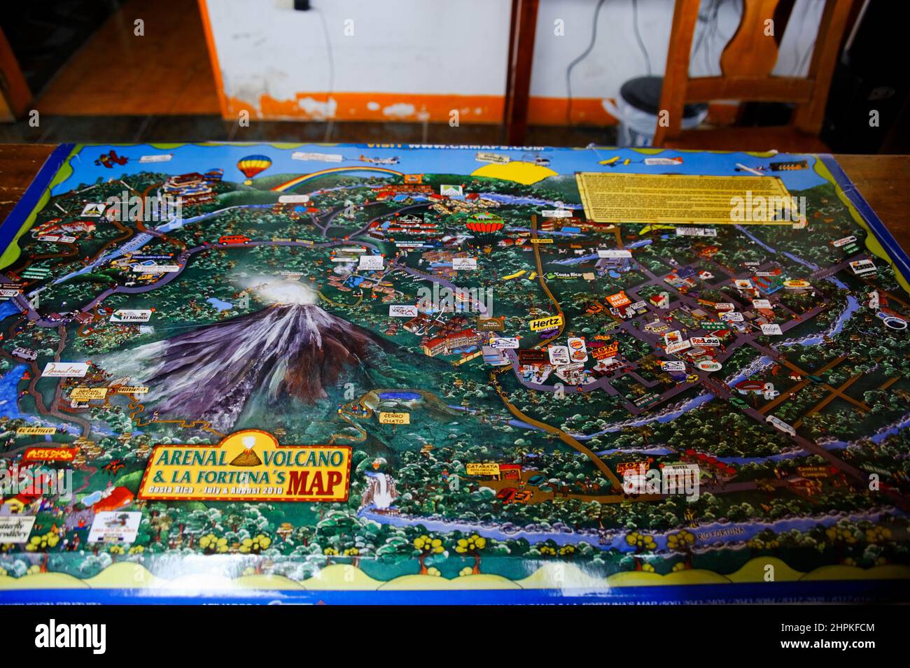 Map of City, Arenal Volcano, La Fortuna, Republic of Costa Rica, Central America Stock Photo