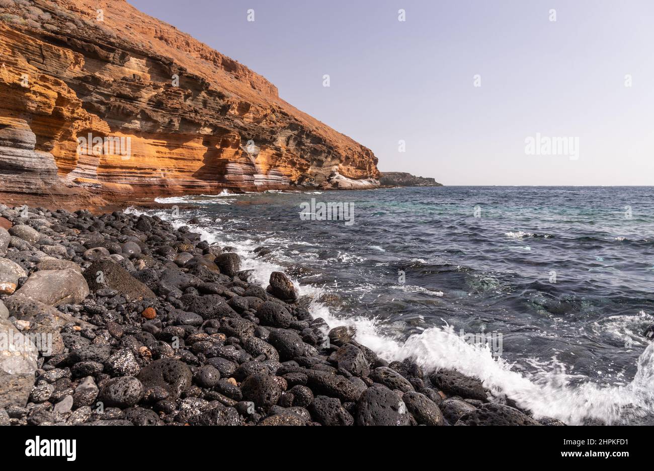 Eroded volcanic sea cliffs at Costa del Silencio, Tenerife, Canary Islands Stock Photo