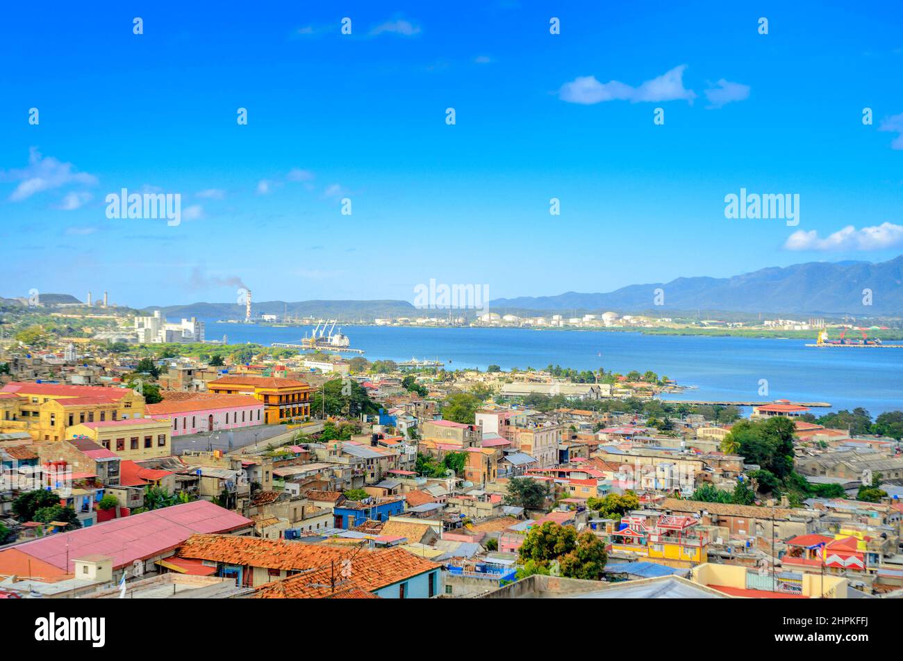aerial view of the old Cuban port city Stock Photo