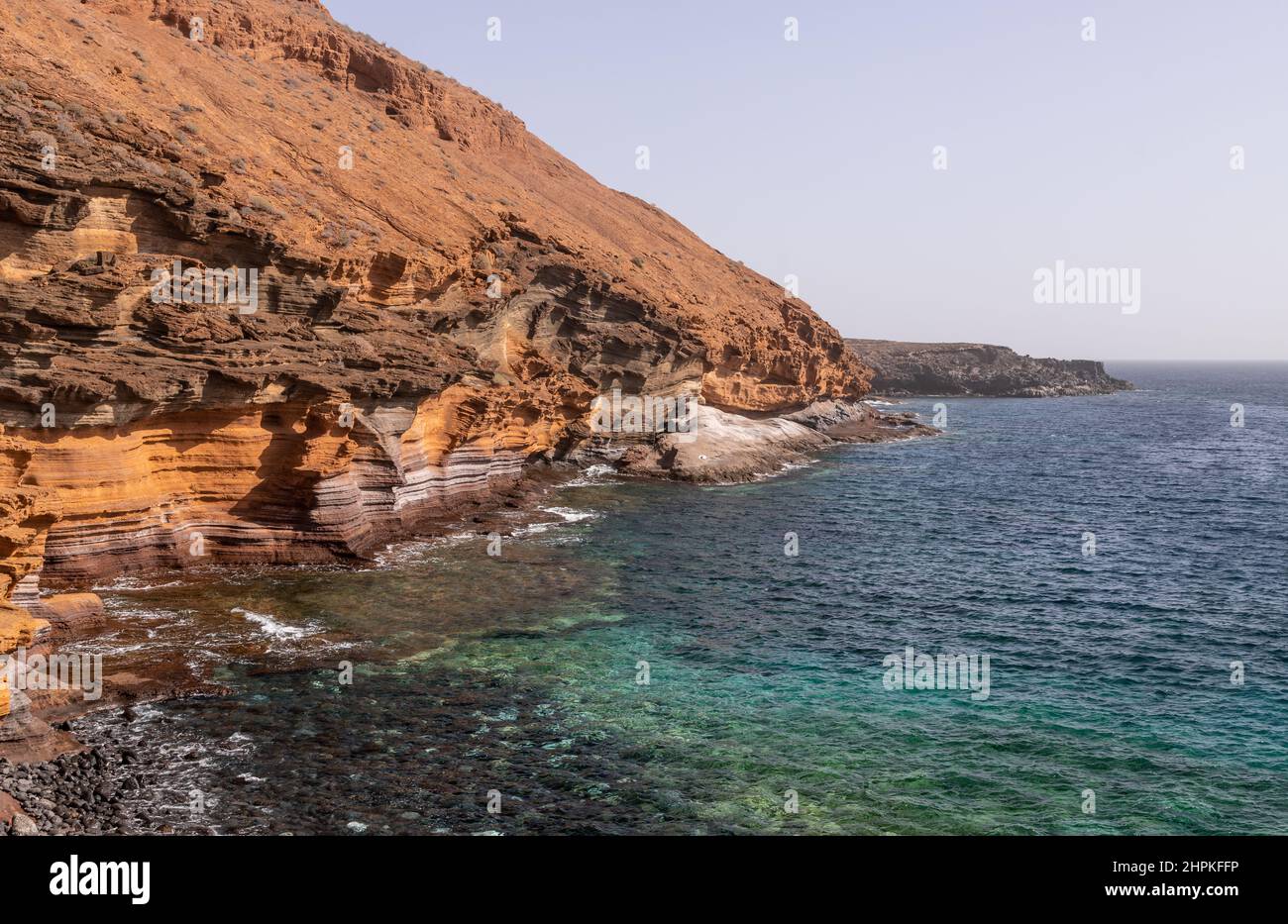 Eroded volcanic sea cliffs at Costa del Silencio, Tenerife, Canary Islands Stock Photo