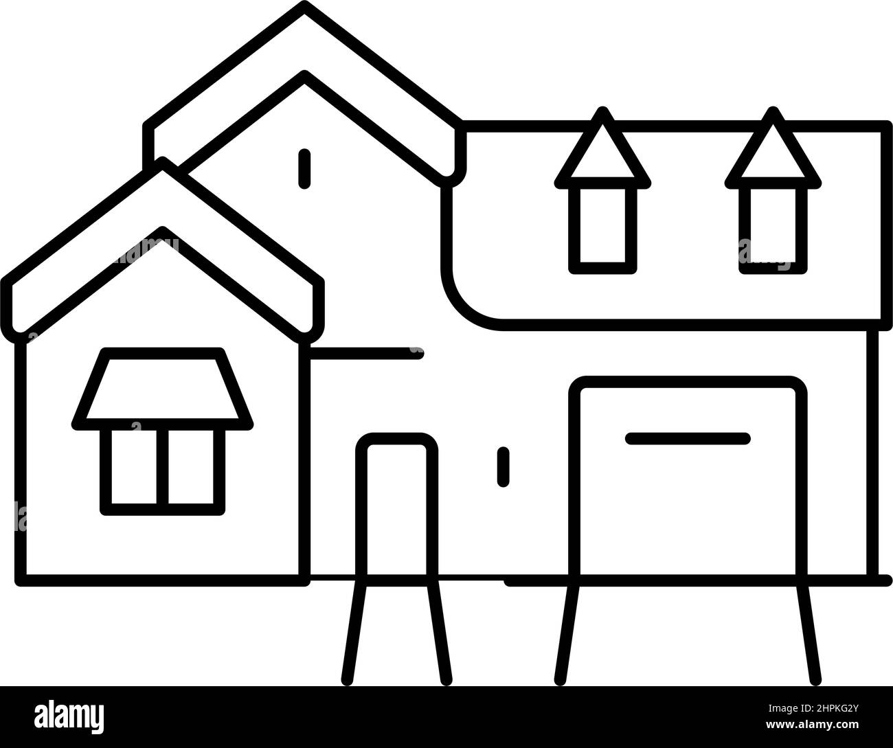 french country house line icon vector illustration Stock Vector Image ...