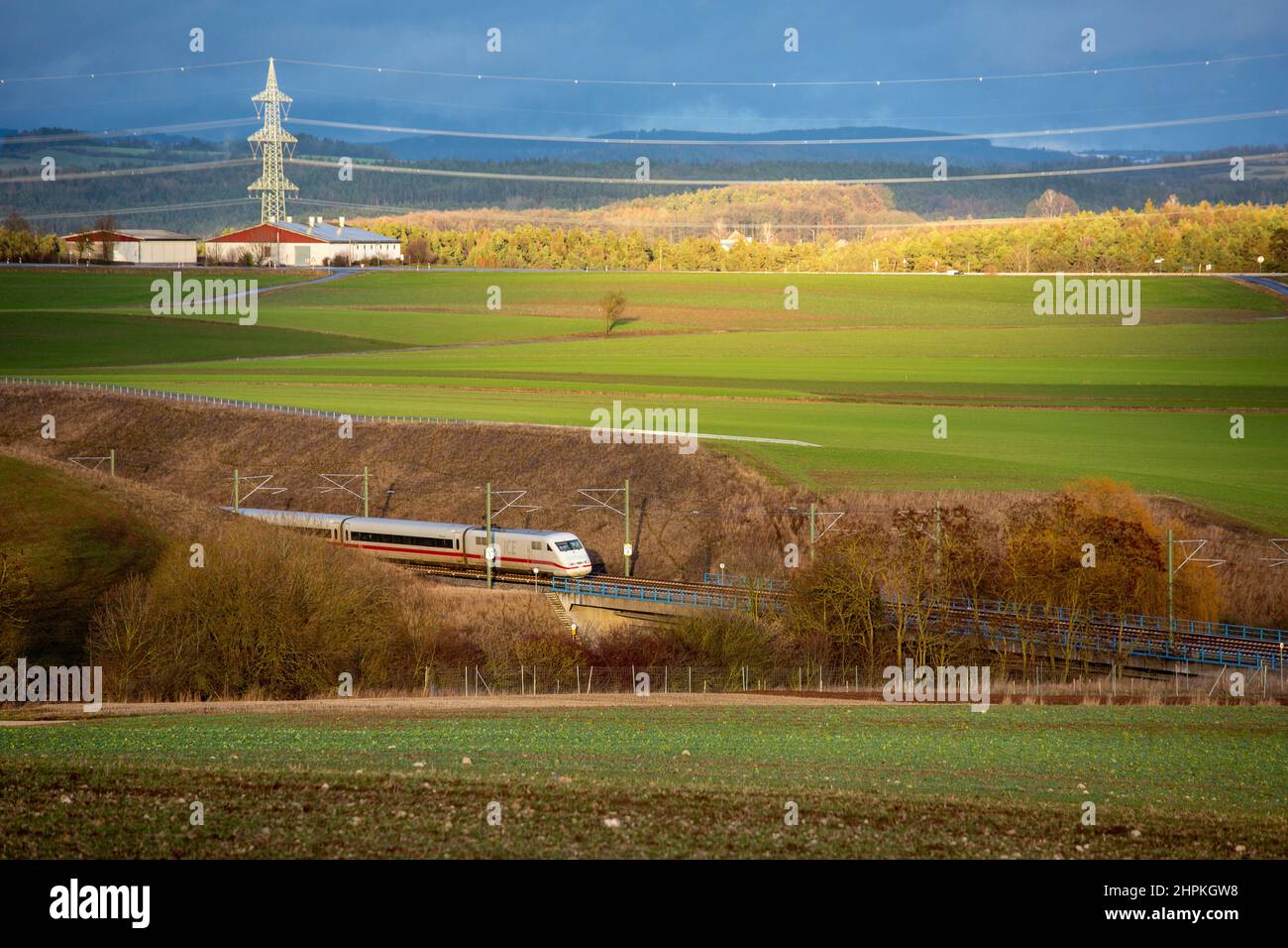 A German highspeed train near Coburg in Bavaria this afternoon