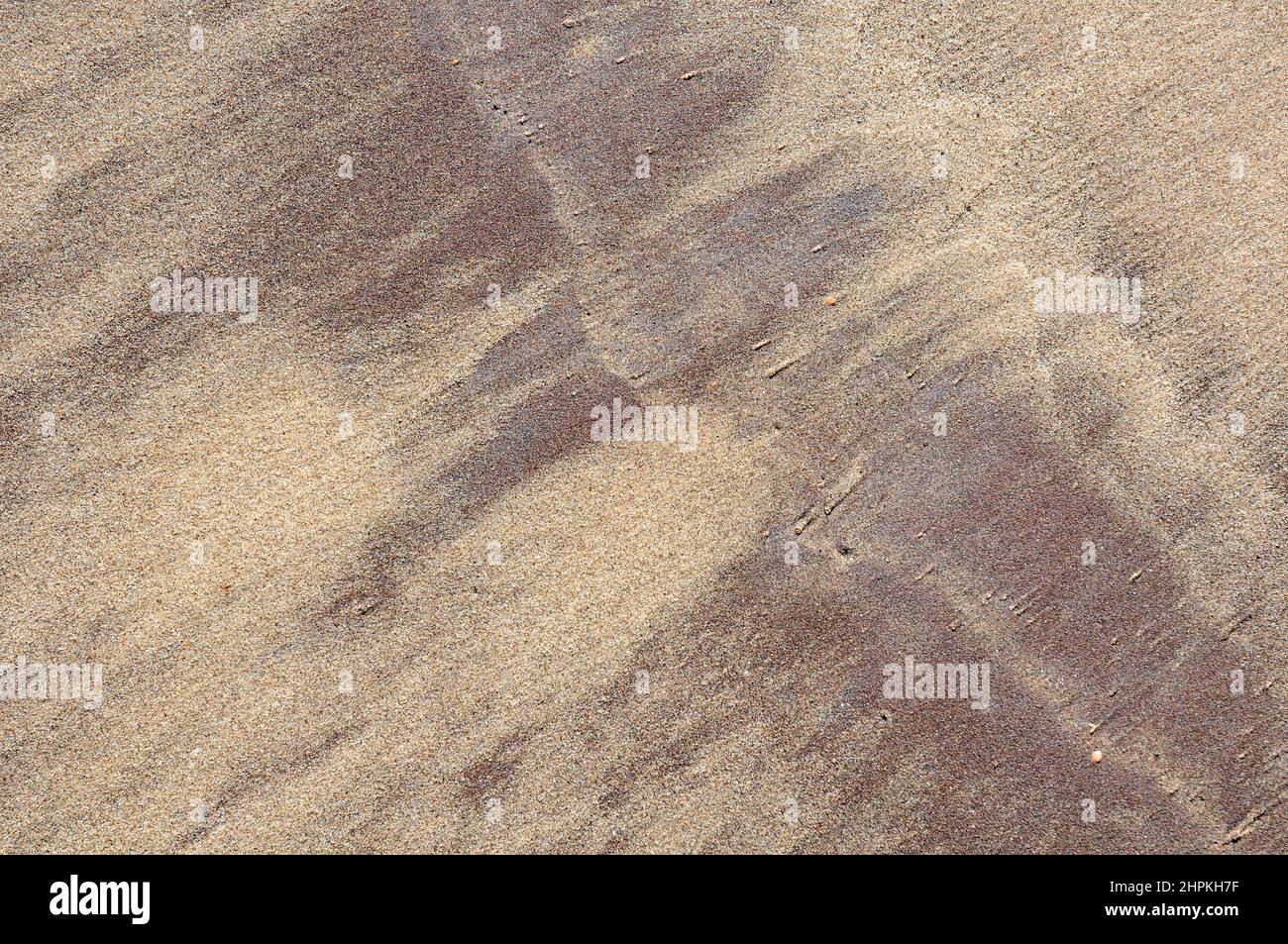 Different coloured sands on Whitby Beach.  Yorkshire. Stock Photo