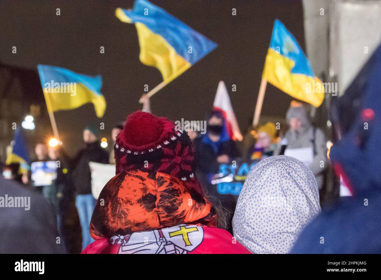Anti-war protest of Ukrainians of Russian war threat.  Gdansk, Poland, February 16th 2022 © Wojciech Strozyk / Alamy Stock Photo Stock Photo