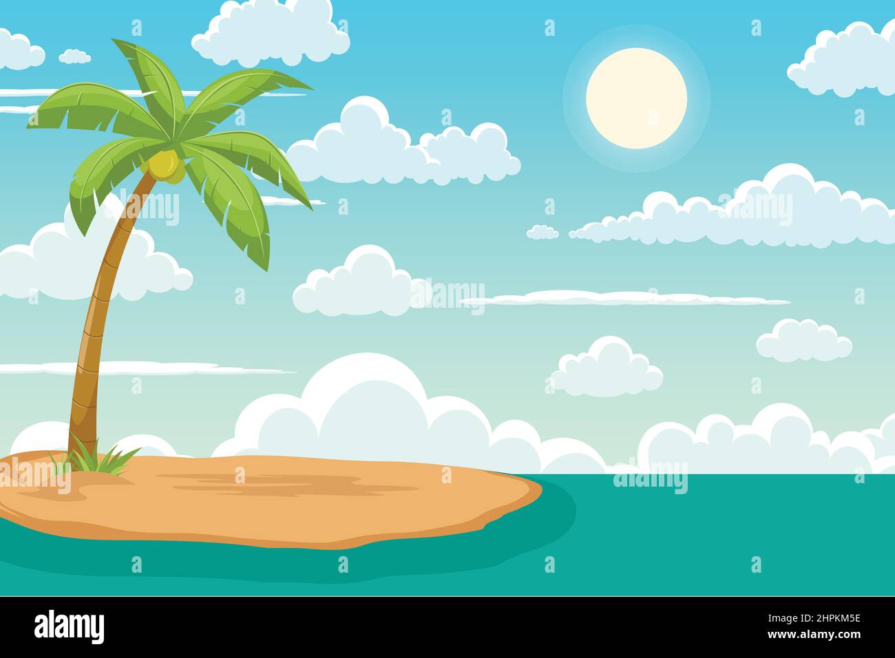 tropical beach island scenery background vector illustration Stock Vector
