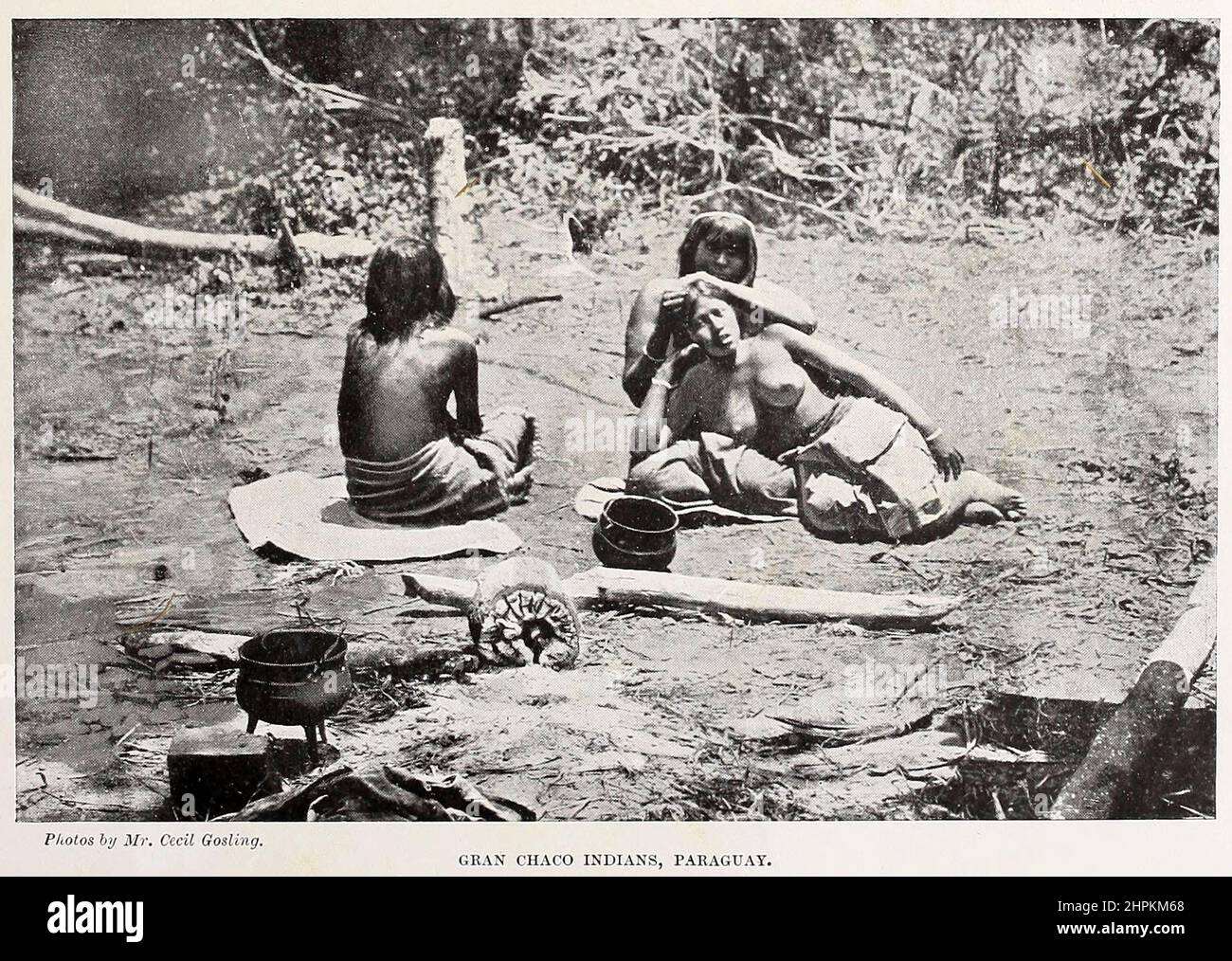 GRAN CHACO Indians, PARAGUAY from the book ' The living races of mankind ' a popular illustrated account of the customs, habits, pursuits, feasts & ceremonies of the races of mankind throughout the world by Sir Harry Hamilton Johnston, and Henry Neville Hutchinson Volume 2 Published in London by Hutchinson & Co. in 1902 Stock Photo