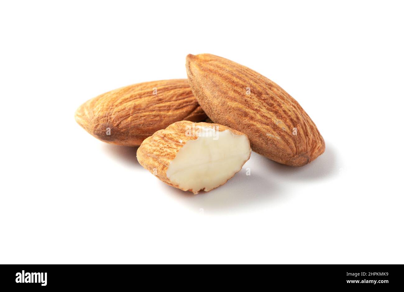 Almonds nut isolated on white background. They are highly nutritious