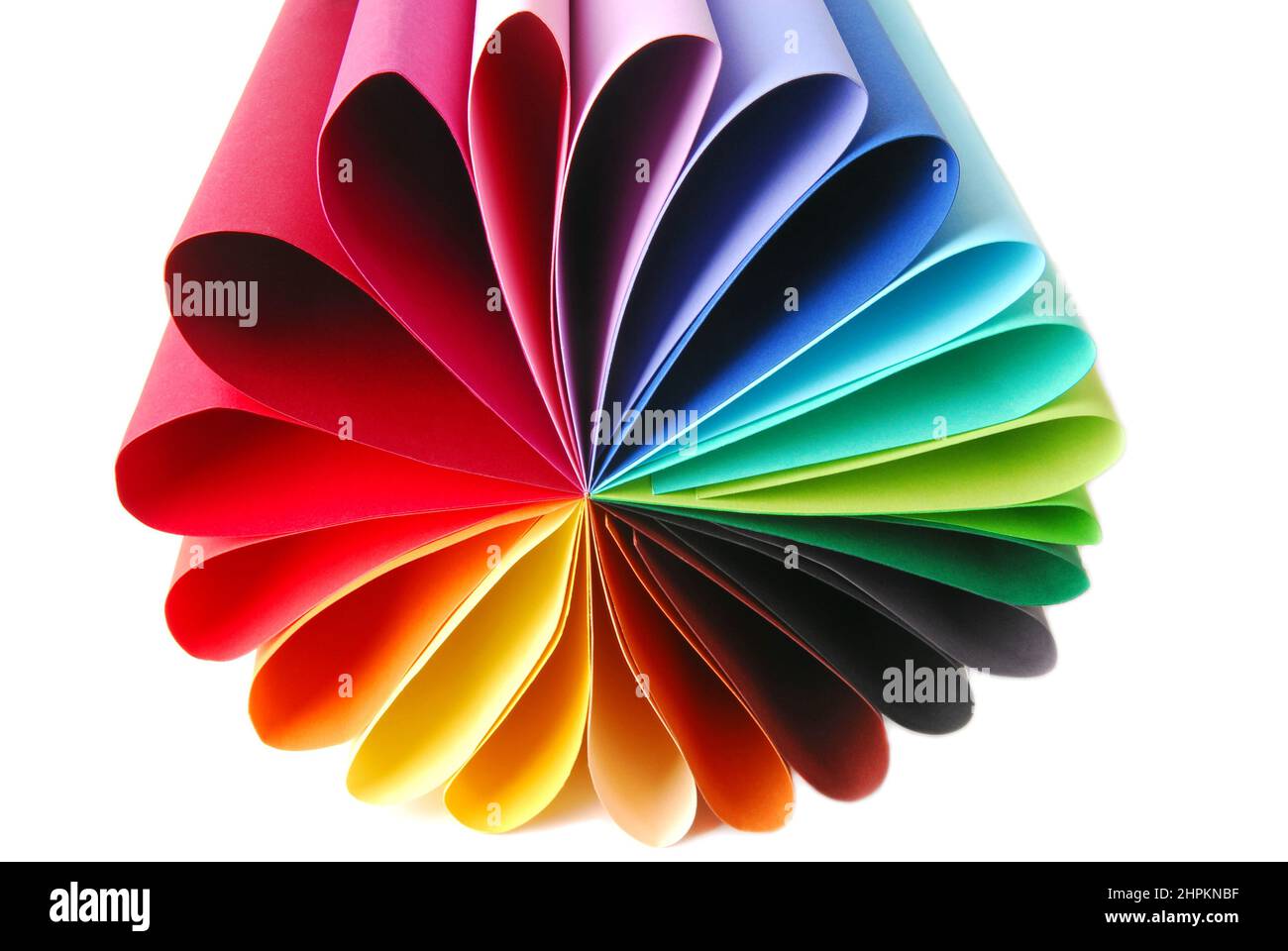 color colorful paper folded isolated on white Stock Photo