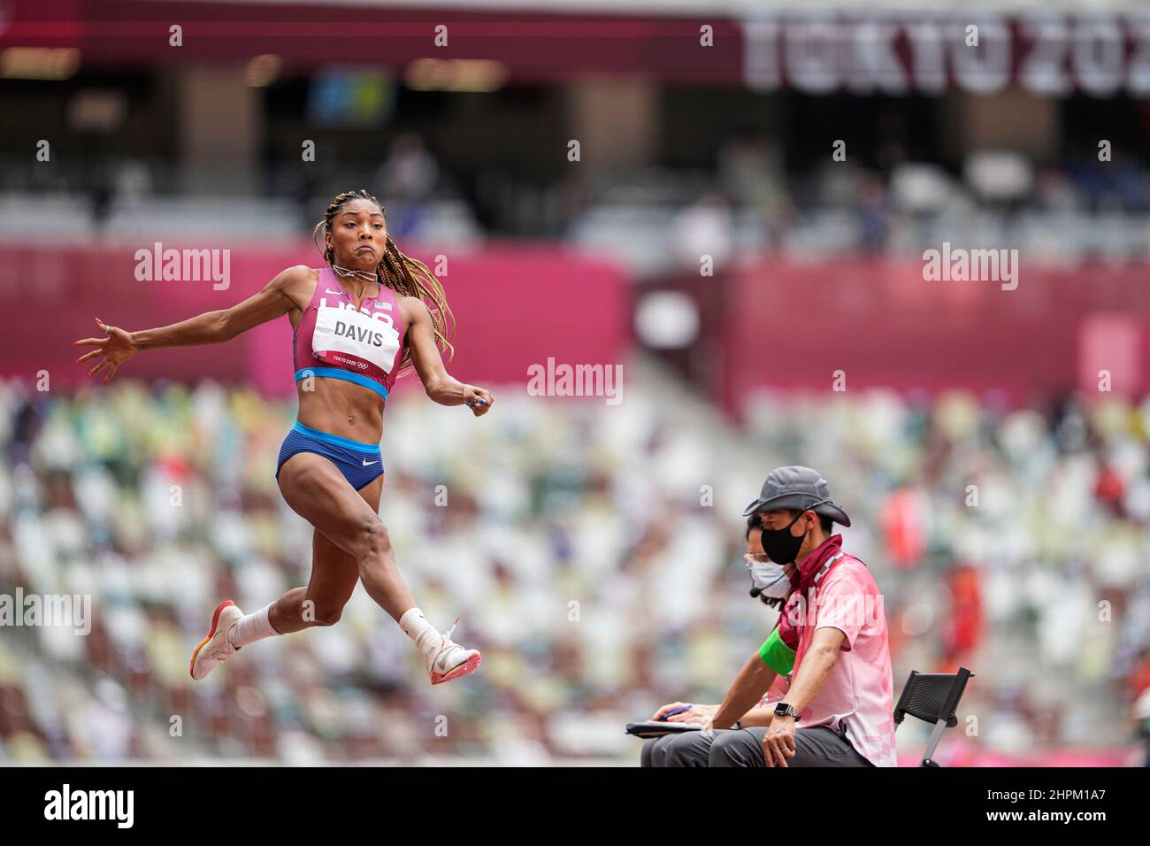 Tara Davis participating in the Tokyo 2020 Olympic Games in the long
