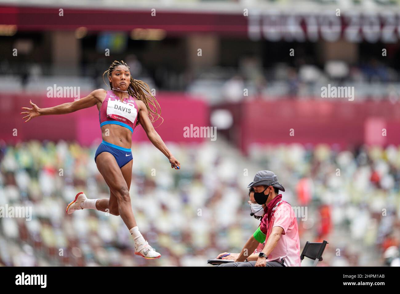 Tara Davis participating in the Tokyo 2020 Olympic Games in the long