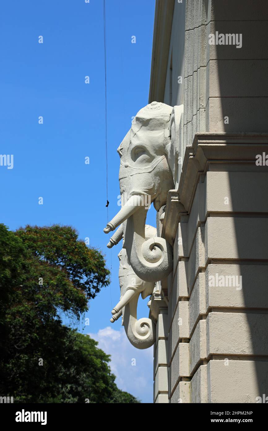 Iconic elephant heads on a building at Colombo Fort in Sri Lanka Stock ...