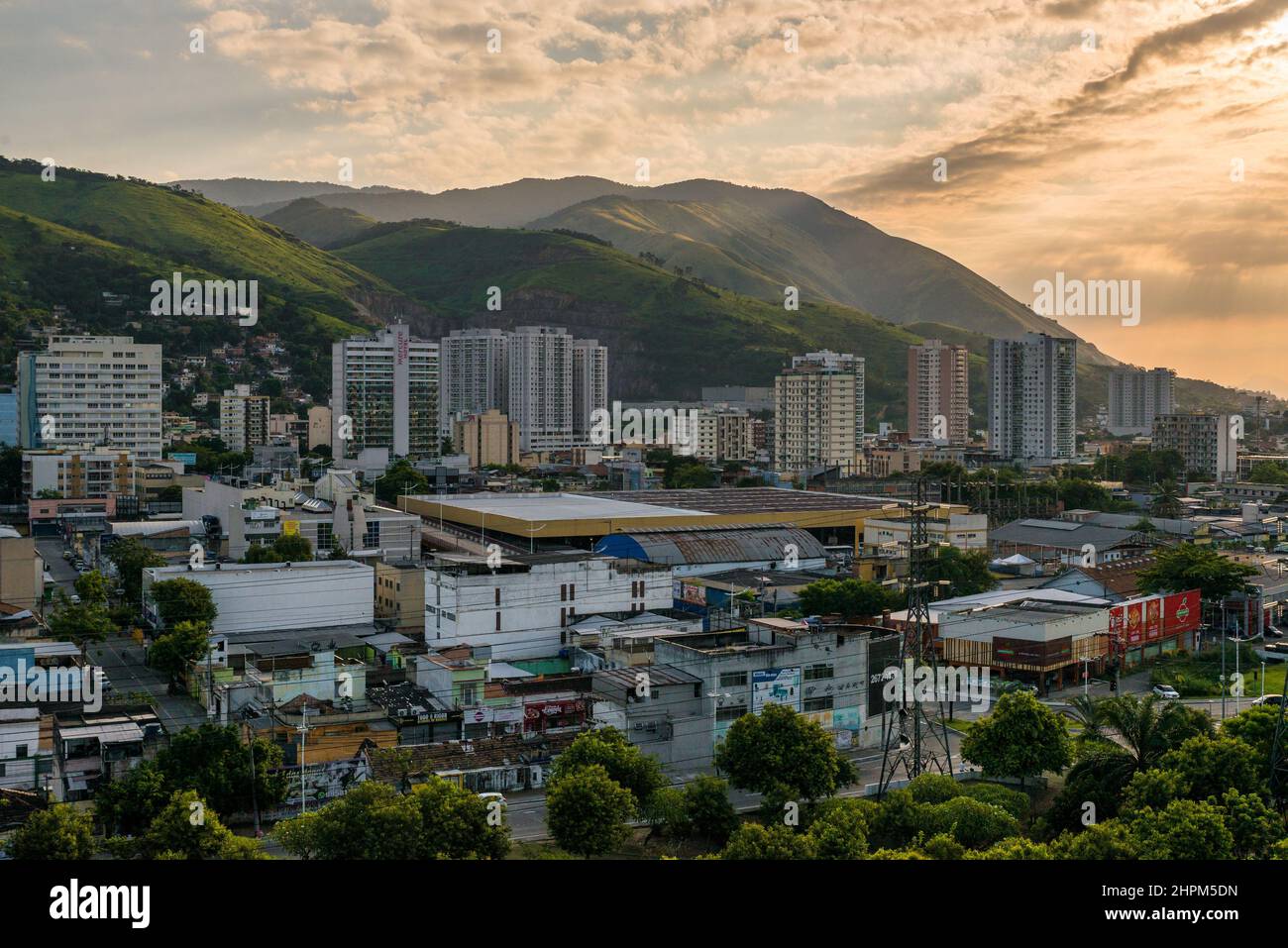 Aerial View of Nova Iguacu City, Metropolitan Area of Rio de Janeiro, Brazil Stock Photo