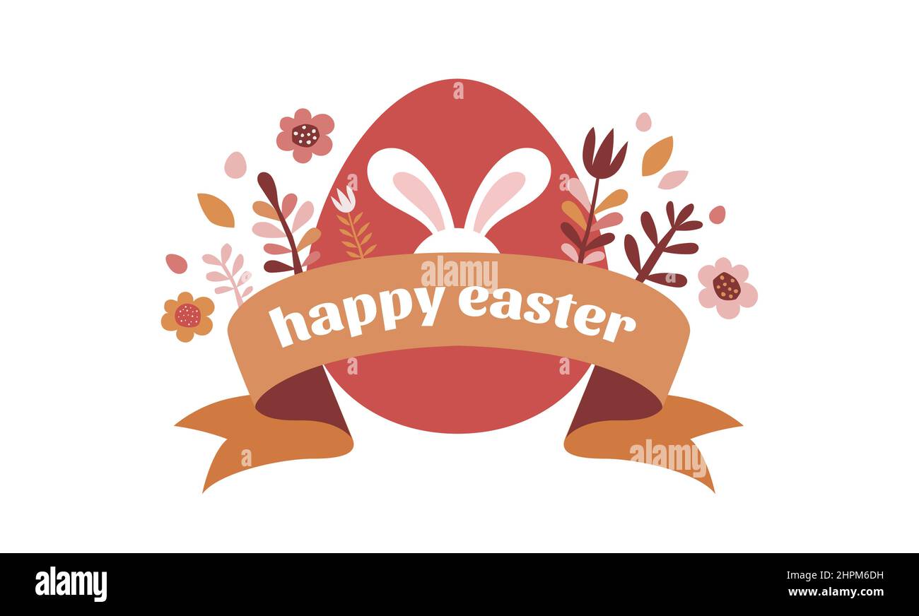 Happy Easter banner, poster, greeting card. Trendy Easter design with ...