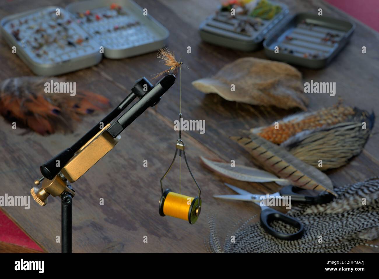 fishing fly tying equipment Stock Photo Alamy