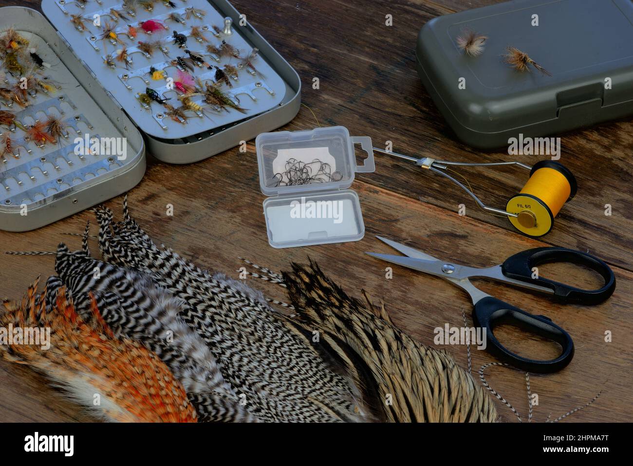fishing fly tying equipment Stock Photo Alamy