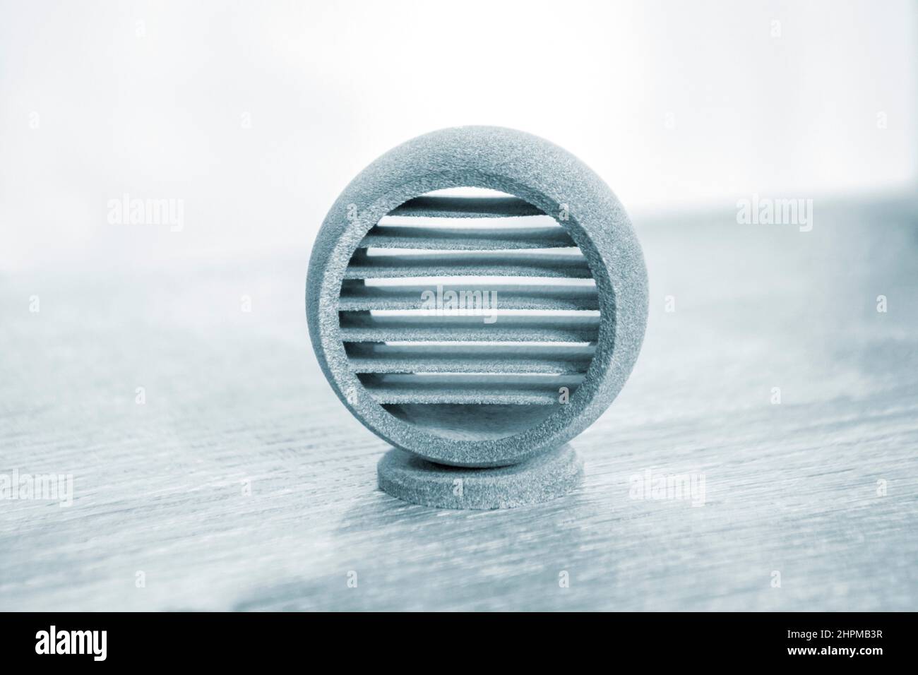 Gray abstract model object printed on 3d printer from powder close-up ...