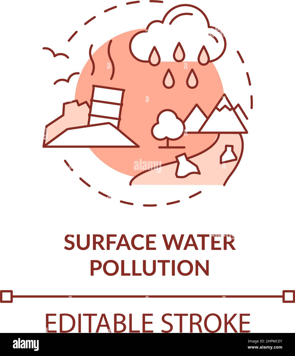 Surface water pollution terracotta concept icon Stock Vector Image ...