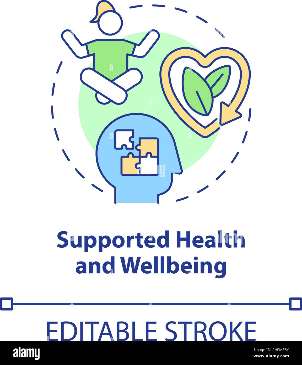 Supported health and wellbeing concept icon Stock Vector Image & Art