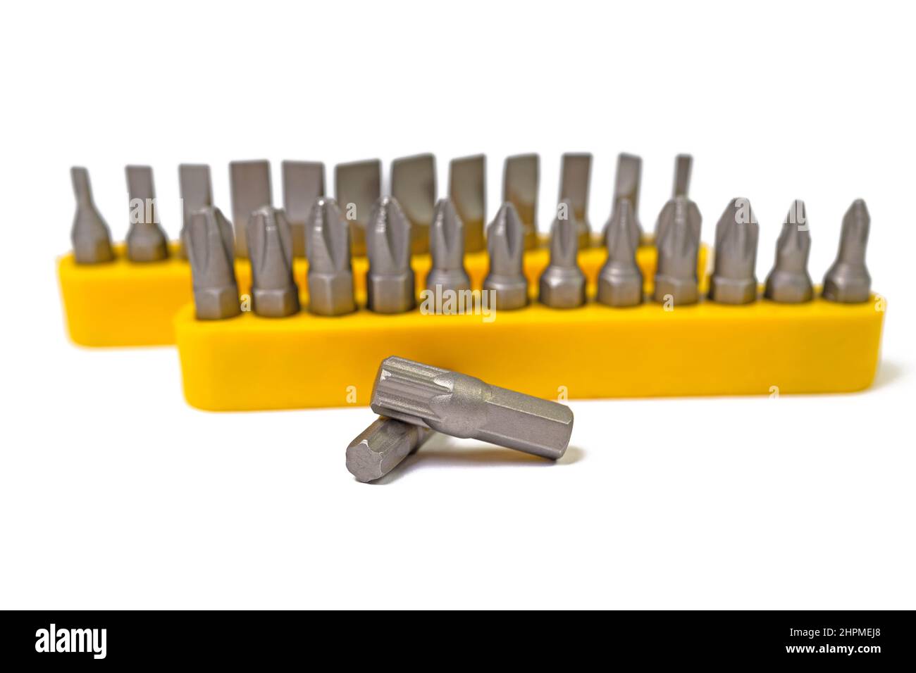Various screwdriver bits against white background Stock Photo Alamy