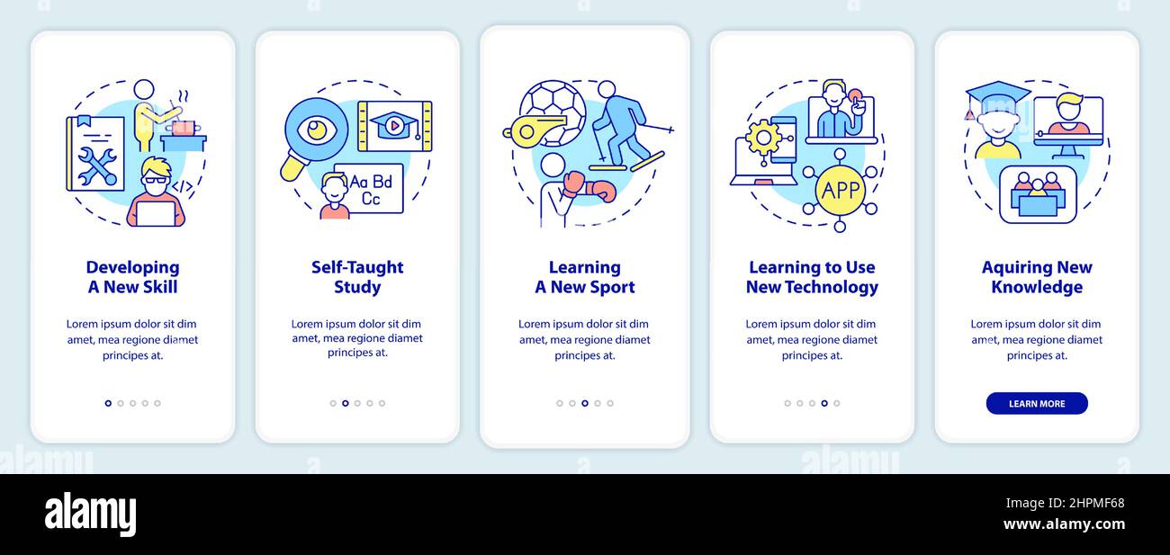 Lifelong learning example onboarding mobile app screen Stock Vector ...