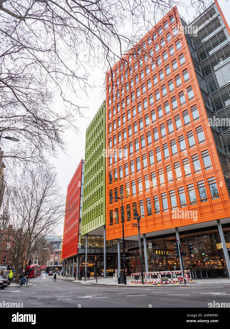 Google Headquarters, London. The brightly coloured offices of the modern Tech Giant's office buildings in central London. Stock Photo