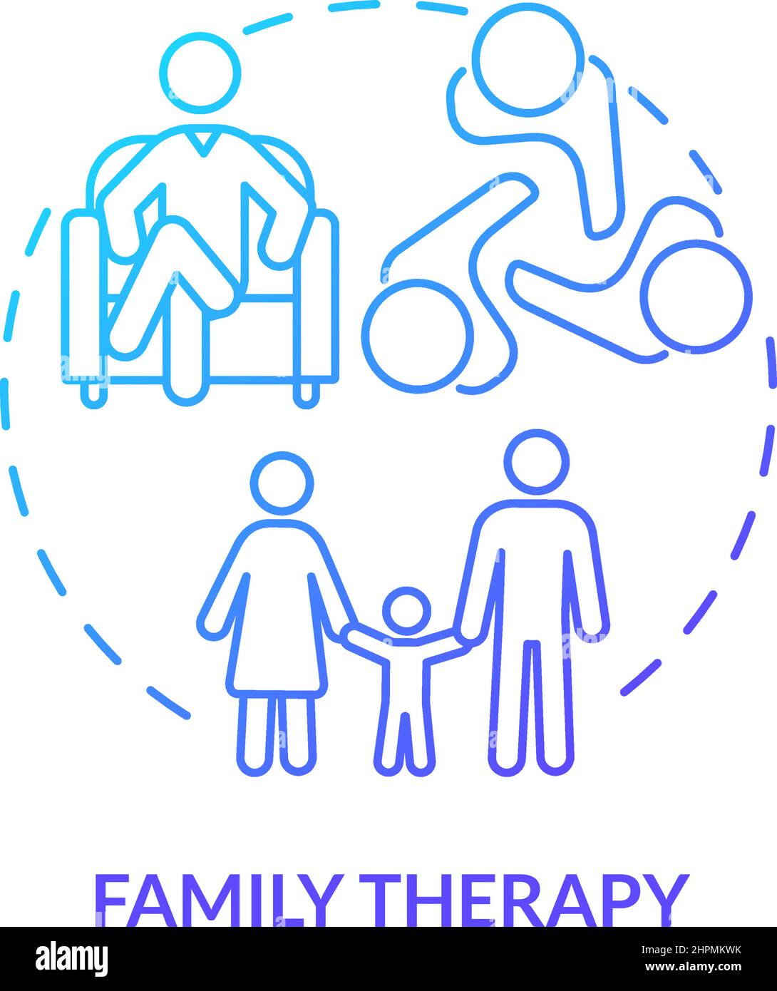 Family therapy blue gradient concept icon Stock Vector