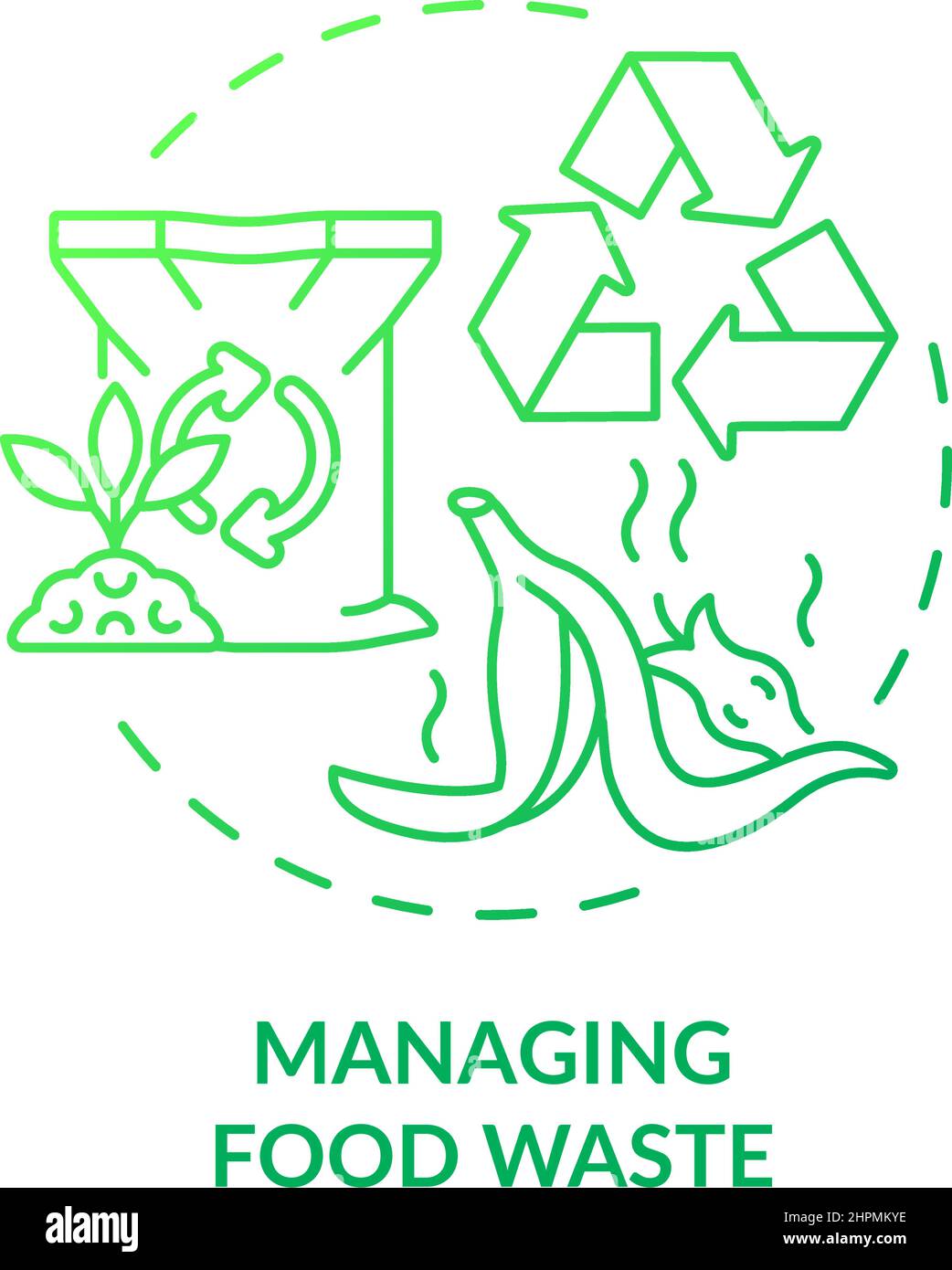 Managing food waste green gradient concept icon Stock Vector