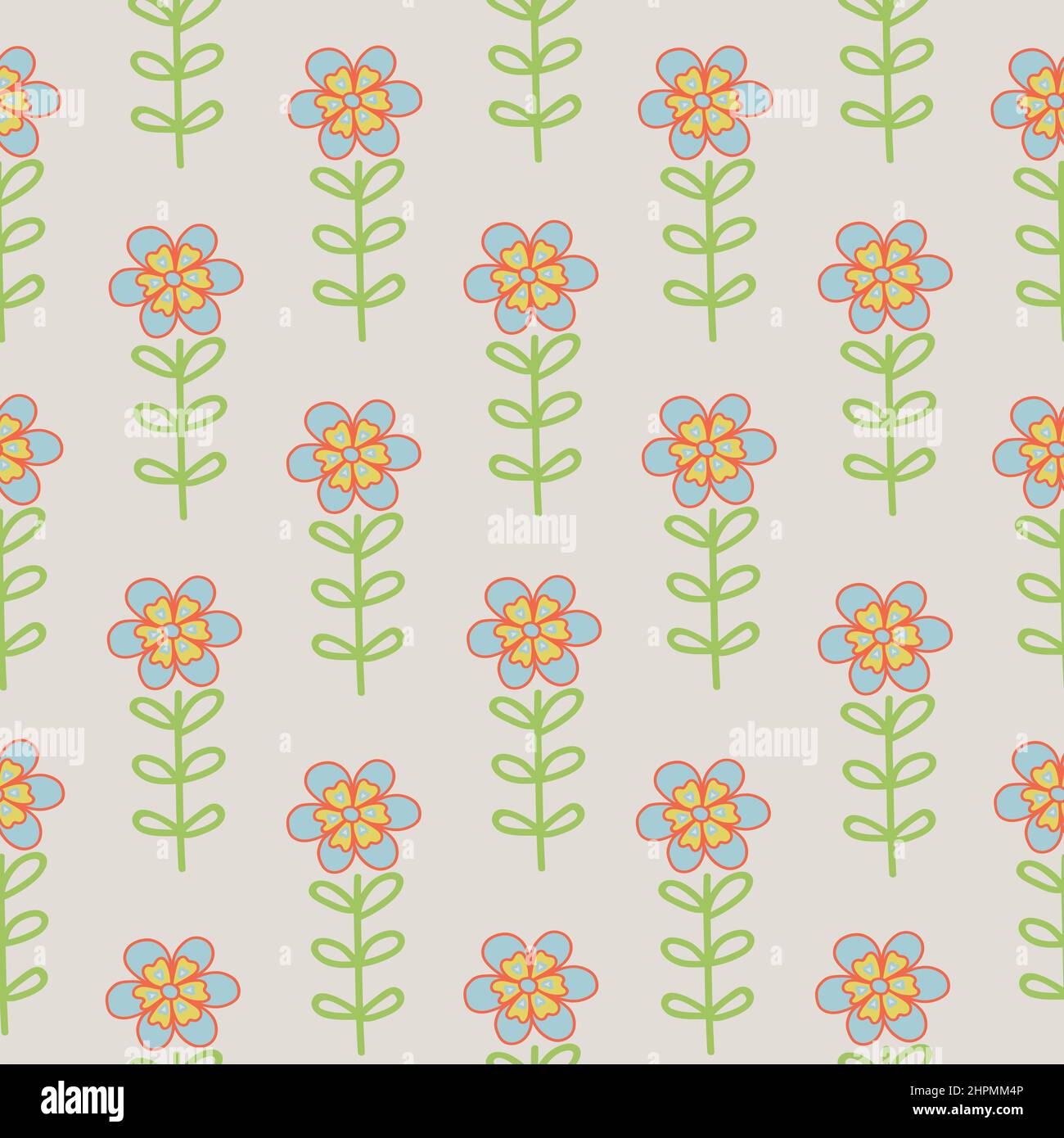 Scandinavian flowers seamless pattern on gainsboro color background