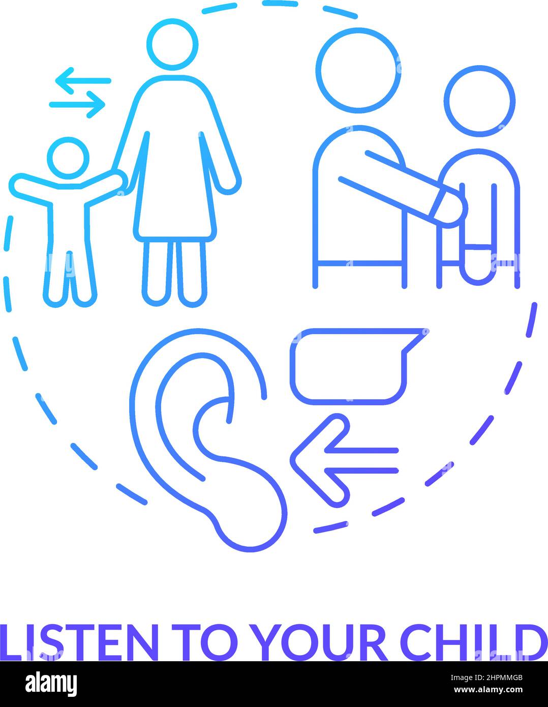 Listen to your child blue gradient concept icon Stock Vector Image ...