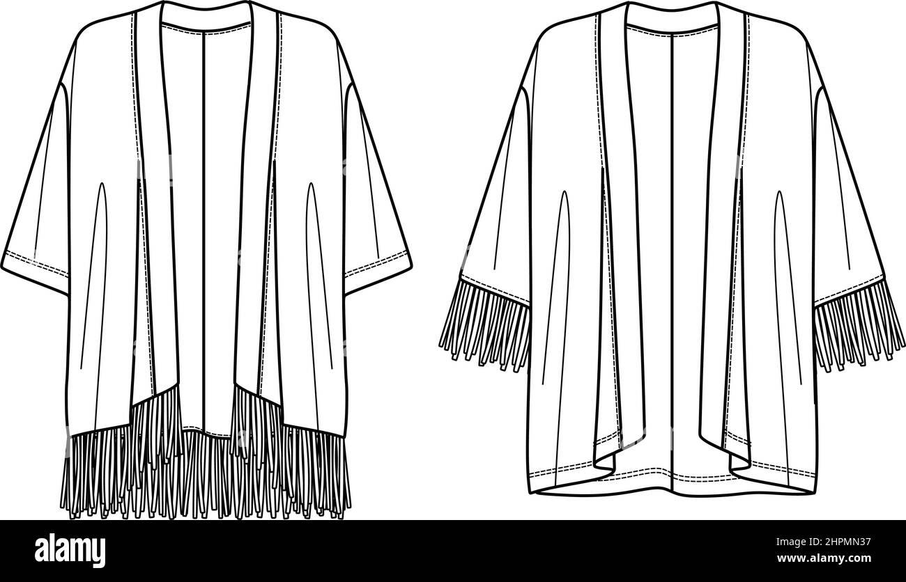 Moderner Kimono-Symbolkonturvektor. CAD gi. Oberer Riemen  Stock-Vektorgrafik - Alamy